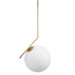 GLOBOSTAR® MONROE 00956 Μοντέρνο Κρεμαστό Φωτιστικό Οροφής με Ντουί 1 x E27 AC 220-240V IP20 - Χρυσό & Λευκό - Μ30 x Π30 x Υ75cm - Image 2