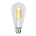 GLOBOSTAR® PEAR 99090 Λάμπα E27 ST64 LED 7W 1470lm 360° AC 220-240V IP20 Θερμό Λευκό 2700K - Long Filament Chip - Διάφανο - Μ6.4 x Π6.4 x Υ14.5cm - 3 Χρόνια Εγγύηση - Image 2