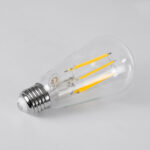 GLOBOSTAR® PEAR 99090 Λάμπα E27 ST64 LED 7W 1470lm 360° AC 220-240V IP20 Θερμό Λευκό 2700K - Long Filament Chip - Διάφανο - Μ6.4 x Π6.4 x Υ14.5cm - 3 Χρόνια Εγγύηση - Image 4