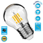 GLOBOSTAR® SPHERE 99102 Λάμπα E27 G45 LED 4W 440lm 320° AC 220-240V IP20 Θερμό Λευκό 2700K Dimmable - Filament Chip - Διάφανο με Ανεστραμμένο Καθρέπτη Νίκελ Χρώμιο - Μ4.5 x Π4.5 x Υ7.7cm - 3 Χρόνια Εγγύηση