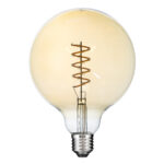 GLOBOSTAR® BUBBLE 99138 Λάμπα E27 G125 LED 4W 280lm 360° AC 220-240V IP20 Ultra Θερμό Λευκό 2200K Dimmable - Soft S Spiral Filament Chip - Μελί - Μ12.5 x Π12.5 x Υ18cm - 3 Χρόνια Εγγύηση - Image 2