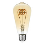GLOBOSTAR® PEAR 99141 Λάμπα E27 ST64 LED 4W 280lm 360° AC 220-240V IP20 Ultra Θερμό Λευκό 2200K Dimmable - Soft T Spiral Filament Chip - Μελί - Μ6.4 x Π6.4 x Υ14cm - 3 Χρόνια Εγγύηση - Image 2