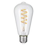 GLOBOSTAR® PEAR 99143 Λάμπα E27 ST64 LED 4W 300lm 360° AC 220-240V IP20 Θερμό Λευκό 2700K Dimmable - Soft S Spiral Filament Chip - Διάφανο - Μ6.4 x Π6.4 x Υ14cm - 3 Χρόνια Εγγύηση - Image 2