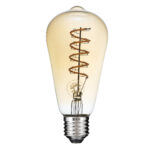 GLOBOSTAR® PEAR 99144 Λάμπα E27 ST64 LED 4W 280lm 360° AC 220-240V IP20 Ultra Θερμό Λευκό 2200K Dimmable - Soft S Spiral Filament Chip - Μελί - Μ6.4 x Π6.4 x Υ14cm - 3 Χρόνια Εγγύηση - Image 2