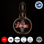 GLOBOSTAR® LOVE 99253 Λάμπα E27 G125 LED 2.4W 204lm 360° AC 220-240V IP20 Κόκκινο Dimmable - Filament Chip - Μελί - Μ12.5 x Π12.5 x Υ18cm - 3 Χρόνια Εγγύηση