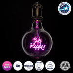 GLOBOSTAR® BE HAPPY 99259 Λάμπα E27 G125 LED 4W 340lm 360° AC 220-240V IP20 Ροζ Dimmable - Filament Chip - Διάφανο - Μ12.5 x Π12.5 x Υ18cm - 3 Χρόνια Εγγύηση