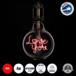 GLOBOSTAR® LOVE YOU 99260 Λάμπα E27 G125 LED 4W 340lm 360° AC 220-240V IP20 Κόκκινο Dimmable - Filament Chip - Διάφανο - Μ12.5 x Π12.5 x Υ18cm - 3 Χρόνια Εγγύηση