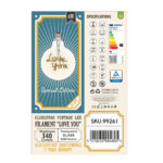 GLOBOSTAR® LOVE YOU 99261 Λάμπα E27 G125 LED 4W 340lm 360° AC 220-240V IP20 Ultra Θερμό Λευκό 2200K Dimmable - Filament Chip - Διάφανο - Μ12.5 x Π12.5 x Υ18cm - 3 Χρόνια Εγγύηση - Image 6