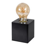 GLOBOSTAR® WOODBOX 99407 Μοντέρνο Επιτραπέζιο Φωτιστικό Πορτατίφ με Ντουί 1 x E27 AC 220-240V IP20 - Μαύρο - Μ7.6 x Π7.6 x Υ8.2cm - Image 2