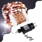 85843 Διακοσμητική Γιρλάντα 20 Μέτρα με Controller 8 Προγραμμάτων Εναλλαγών Φωτισμού - 200 LED 1.3W AC 230V με Χάλκινο Καλώδιο & Πρίζα Schuko Αδιάβροχη IP44 Ψυχρό Λευκό 6000K Μ20m - Image 2