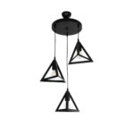 GLOBOSTAR® TRIANGLE 203-0160 Μοντέρνο Κρεμαστό Φωτιστικό Οροφής με Ντουί 3 x E27 AC 220-240V IP20 - Μάυρο - Μ67 x Π67 x Υ50cm - Image 2