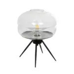 GLOBOSTAR® JAVAN 999-0036 Μοντέρνο Επιτραπέζιο Φωτιστικό Πορτατίφ με Ντουί 1 x E27 AC 220-240V IP20 - Διάφανο & Μαύρο - Μ30 x Π30 x Υ40cm