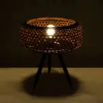 GLOBOSTAR® ZORION 999-0040 Vintage Επιτραπέζιο Φωτιστικό Πορτατίφ με Ντουί 1 x E27 AC 220-240V IP20 - Καφέ & Μαύρο - Μ40 x Π40 x Υ43.5cm - Image 2