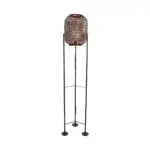 GloboStar® CURACAO 999-0041 Μοντέρνο Επιδαπέδιο Φωτιστικό Μονόφωτο 1 x E27 IP20 Μαύρο Μέταλλο με Καφέ Ξύλο - Μ30 x Π30 x Υ165cm - Image 3