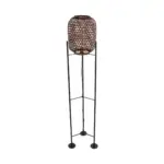 GloboStar® CURACAO 999-0041 Μοντέρνο Επιδαπέδιο Φωτιστικό Μονόφωτο 1 x E27 IP20 Μαύρο Μέταλλο με Καφέ Ξύλο - Μ30 x Π30 x Υ165cm - Image 4