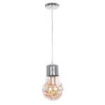 GLOBOSTAR® LAMP 999-0056 Μοντέρνο Κρεμαστό Φωτιστικό Οροφής με Ντουί 1 x E27 AC 220-240V IP20 - Διάφανο, Χρυσό & Ασημί - Μ15 x Π15 x Υ27cm - Image 3