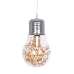 GLOBOSTAR® LAMP 999-0056 Μοντέρνο Κρεμαστό Φωτιστικό Οροφής με Ντουί 1 x E27 AC 220-240V IP20 - Διάφανο, Χρυσό & Ασημί - Μ15 x Π15 x Υ27cm - Image 4