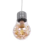 GLOBOSTAR® LAMP 999-0056 Μοντέρνο Κρεμαστό Φωτιστικό Οροφής με Ντουί 1 x E27 AC 220-240V IP20 - Διάφανο, Χρυσό & Ασημί - Μ15 x Π15 x Υ27cm - Image 5