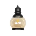 GLOBOSTAR® OLIVER 999-0186 Vintage Κρεμαστό Φωτιστικό Οροφής με Ντουί 1 x E27 AC 220-240V IP20 - Μελί & Μαύρο - Μ16 x Π16 x Υ25cm - Image 4