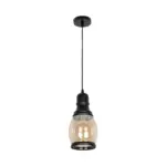 GLOBOSTAR® OLIVER 999-0188 Vintage Κρεμαστό Φωτιστικό Οροφής με Ντουί 1 x E27 AC 220-240V IP20 - Μελί & Μαύρο - Μ14 x Π14 x Υ30cm - Image 3