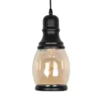GLOBOSTAR® OLIVER 999-0188 Vintage Κρεμαστό Φωτιστικό Οροφής με Ντουί 1 x E27 AC 220-240V IP20 - Μελί & Μαύρο - Μ14 x Π14 x Υ30cm - Image 4