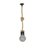 GLOBOSTAR® URBAN 999-0191 Vintage Κρεμαστό Φωτιστικό Οροφής με Ντουί 1 x E27 AC 220-240V IP20 - Μαύρο & Μπεζ - Μ15 x Π15 x Υ80cm - Image 3