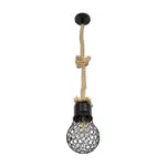 GLOBOSTAR® URBAN 999-0191 Vintage Κρεμαστό Φωτιστικό Οροφής με Ντουί 1 x E27 AC 220-240V IP20 - Μαύρο & Μπεζ - Μ15 x Π15 x Υ80cm - Image 4