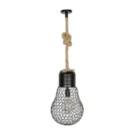 GLOBOSTAR® URBAN 999-0192 Vintage Κρεμαστό Φωτιστικό Οροφής με Ντουί 1 x E27 AC 220-240V IP20 - Μαύρο & Μπεζ - Μ28 x Π28 x Υ80cm - Image 3