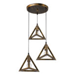 GLOBOSTAR® TRIANGLE 00619 Μοντέρνο Κρεμαστό Φωτιστικό Οροφής με Ντουί 3 x E27 AC 220-240V IP20 - Μπρούτζινο - Μ49 x Π49 x Y130cm - Image 2