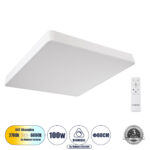 GLOBOSTAR® KAMALA 61211-S Μοντέρνο Φωτιστικό Οροφής LED 100W 11020lm 120° AC 220-240V IP20 Ρυθμιζόμενο Λευκό CCT με Χειριστήριο από 2700K έως 6000K Dimmable - Lumileds SMD Chip - Λευκό Ματ - Μ80 x Π80 x Υ8cm - 3 Χρόνια Εγγύηση - Image 2
