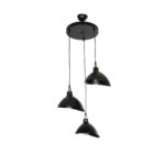 GLOBOSTAR® RIVE 203-0144 Μοντέρνο Κρεμαστό Φωτιστικό Οροφής με Ντουί 3 x E27 AC 220-240V IP20 - Μάυρο & Χάλκινο - Μ40 x Π40 x Υ65cm - Image 2