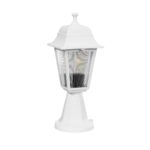 GloboStar® SOLME 203-0220 Vintage Επιδαπέδιο Φωτιστικό Φαναράκι Μονόφωτο 1 x E27 IP44 Λευκό & Διάφανο Πλαστικό - Μ22 x Π22 x Υ40cm - Image 2