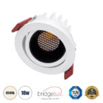 GLOBOSTAR® LEO-R 60282 Χωνευτό Κινούμενο Downlight Σποτ με Honeycomb Anti Glare Reflector LED 10W 1300lm 38° AC 220-240V IP20 Φυσικό Λευκό 4500K - Bridgelux COB Chip & TÜV SÜD Driver - Λευκό & Μαύρο Ματ - Μ8.5 x Π8.5 x Υ6.6cm / Q7.5cm - 5 Χρόνια Εγγύηση - Image 2