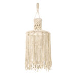 GloboStar® 36207 SENEGAL Boho Καπέλο Φωτιστικού- Μακραμέ Πλεκτό Χειροποίητο Μπεζ Βαμβακερό Νήμα - Μ30 x Π30  x Υ80cm - Image 2