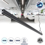 GloboStar® OFFICE 61023-P Γραμμικό Κρεμαστό Φωτιστικό Linear LED 18W 2230lm 120° AC 220-240V Μ120 x Π2 x Υ4cm Ψυχρό Λευκό 6000K - Μαύρο - 3 Years Warranty