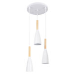 GLOBOSTAR® DILLON 00627 Μοντέρνο Κρεμαστό Φωτιστικό Οροφής με Ντουί 3 x E27 AC 220-240V IP20 - Λευκό & Μπεζ - Μ26 x Π26 x Υ130cm - Image 2