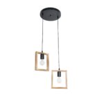 GLOBOSTAR® EDISON 203-0021 Vintage Κρεμαστό Φωτιστικό Οροφής με Ντουί 2 x E27 AC 220-240V IP20 - Μπεζ & Μαύρο - Μ40 x Π20 x Υ45cm - Image 2