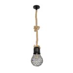 GLOBOSTAR® URBAN 999-0191 Vintage Κρεμαστό Φωτιστικό Οροφής με Ντουί 1 x E27 AC 220-240V IP20 - Μαύρο & Μπεζ - Μ15 x Π15 x Υ80cm