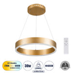 GLOBOSTAR® VENOM 61175 Μοντέρνο Κρεμαστό Φωτιστικό Οροφής LED 30W 3513lm 120° AC 220-240V IP20 Ρυθμιζόμενο Λευκό CCT με Χειριστήριο από 2700K έως 6000K Dimmable - Lumileds SMD Chip - Χρυσό Βούρτσας - Μ40 x Π40 x Υ6.5cm - 3 Χρόνια Εγγύηση - Image 2