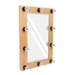 GloboStar® MAKEUP MIRROR-60x90-1 Μοντέρνος Καθρέπτης Μακιγιάζ με Πλαίσιο Φυσικού Ξύλου με Διακόπτη On/Off 10 x E27 AC220-240V - Μ60 x Π7 x Υ90cm - Μπεζ Δρυς - Image 2
