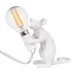 GLOBOSTAR® MOUSE 00679 Vintage Επιτραπέζιο Φωτιστικό Πορτατίφ με Ντουί 1 x E12 AC 220-240V IP20 - Λευκό - Μ12 x Π4 x Υ10cm - Image 2