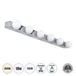GLOBOSTAR® BELLA 60453 Μοντέρνο Φωτιστικό Τοίχου - Απλίκα Καθρέπτη Μπάνιου LED 18W 2052lm 300° AC 220-240V IP44 Φυσικό Λευκό 4500K - Bridgelux COB Chip & TÜV SÜD Driver - Ασημί & Λευκό - Μ70 x Π11 x Υ6cm - 3 Χρόνια Εγγύηση - Image 2