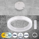 GLOBOSTAR® ARIANA 61038 Μοντέρνο Κρεμαστό Φωτιστικό Οροφής LED 55W 6376lm 120° AC 220-240V IP20 Ρυθμιζόμενο Λευκό CCT με Χειριστήριο από 2700K έως 6000K Dimmable - Lumileds SMD Chip - Λευκό Ματ - Μ48 x Π48 x Υ6.5cm - 3 Χρόνια Εγγύηση - Image 2