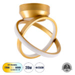 GLOBOSTAR® AMELIA 61054 Μοντέρνο Φωτιστικό Οροφής LED 20W 2400lm 300° AC 220-240V IP20 Ρυθμιζόμενο Λευκό CCT με On/Off 2700K/4500K/6000K - Lumileds SMD Chip - Χρυσό Βούρτσας - Μ24.5 x Π16 x Υ25cm - 3 Χρόνια Εγγύηση - Image 2