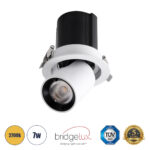 GLOBOSTAR® VIRGO-S 60303 Χωνευτό Κινούμενο Downlight Σποτ LED 7W 875lm 36° AC 220-240V IP20 Θερμό Λευκό 2700K - Bridgelux COB Chip & TÜV SÜD Driver - Λευκό & Μαύρο Ματ - Μ9 x Π9 x Υ9cm / Q7.8cm - 5 Χρόνια Εγγύηση - Image 2