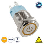 GloboStar® 70789 LED Φωτιζόμενος Διακόπτης Χωνευτός - Μπουτόν PUSH On Ανοξείδωτος DC 12V με Angel Eye Αδιάβροχο Φ18mm IP67 Πορτοκαλί - Image 4