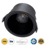 GLOBOSTAR® PLUTO-B 60263 Χωνευτό Downlight Σποτ με Honeycomb Anti Glare Reflector LED 15W 1875lm 38° AC 220-240V IP20 Θερμό Λευκό 2700K - Bridgelux COB Chip & TÜV SÜD Driver - Μαύρο Ματ - Μ10.4 x Π10.4 x Υ6.5cm / Q9.5cm - 5 Χρόνια Εγγύηση - Image 2