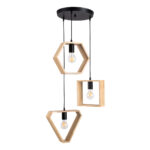GLOBOSTAR® ELISE 00683 Μοντέρνο Κρεμαστό Φωτιστικό Οροφής με Ντουί 3 x E27 AC 220-240V IP20 - Μπεζ & Μαύρο - Μ55 x Π55 x Υ130cm - Image 2