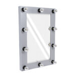 GloboStar® MAKEUP MIRROR-60x90-3 Μοντέρνος Καθρέπτης Μακιγιάζ με Πλαίσιο Φυσικού Ξύλου με Διακόπτη On/Off 10 x E27 AC220-240V - Μ60 x Π7 x Υ90cm - Γκρι Τσιμέντου - Image 2