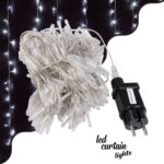 85804 Διακοσμητική Κουρτίνα 3 x 3 Μέτρα με Controller 8 Προγραμμάτων Φωτισμού - Επεκτεινόμενη 300 LED 6W AC 230V με Διάφανο Καλώδιο & Πρίζα Schuko Αδιάβροχη IP44 Ψυχρό Λευκό 6000K Μ3 x Υ3m - Image 2